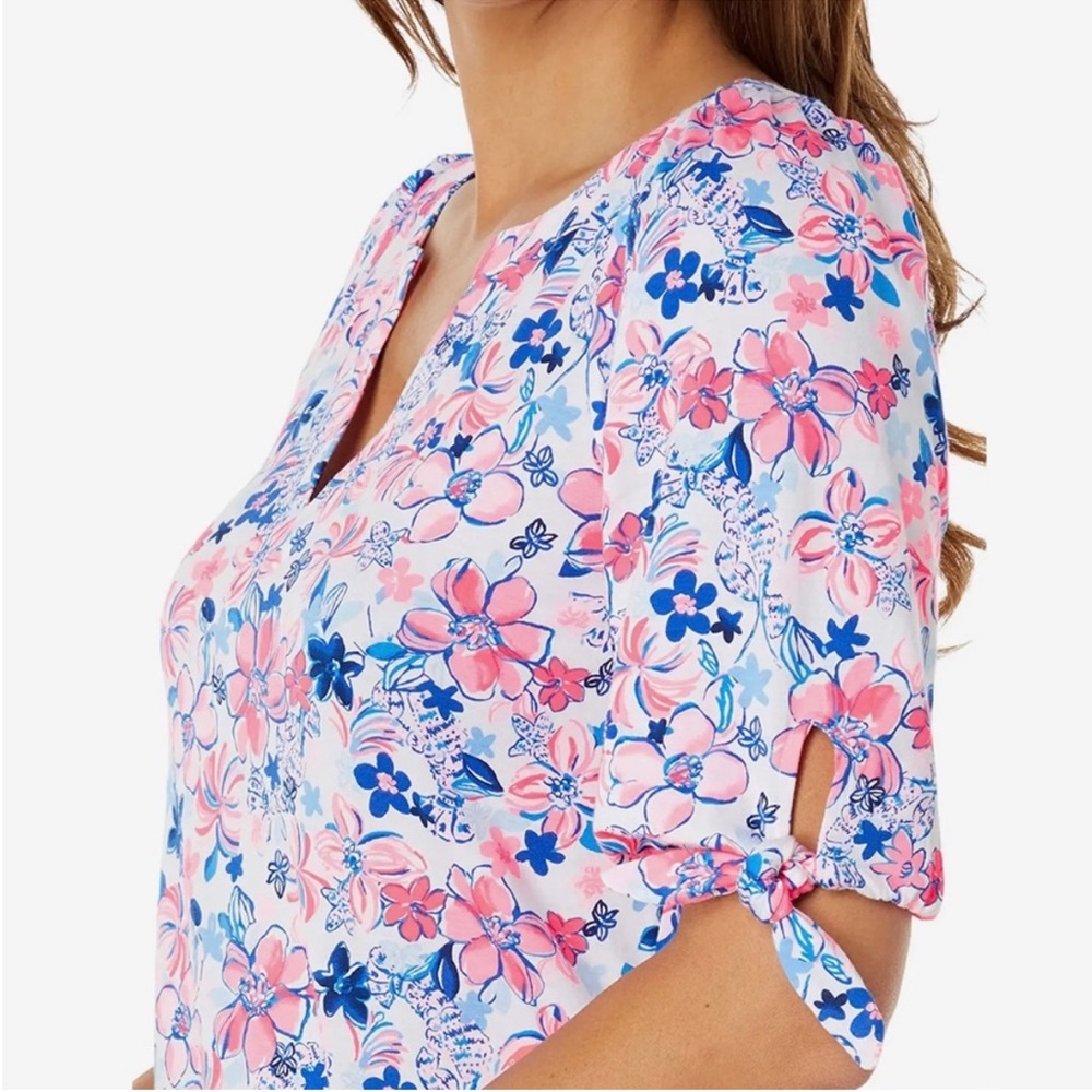 Lilly Pulitzer pink/blue Easley Dress Resort White Party Like A Lobster- large - Picture 3 of 8